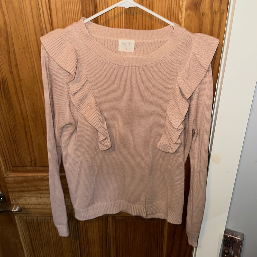 Sienna Sky Sweater with Ruffle detail